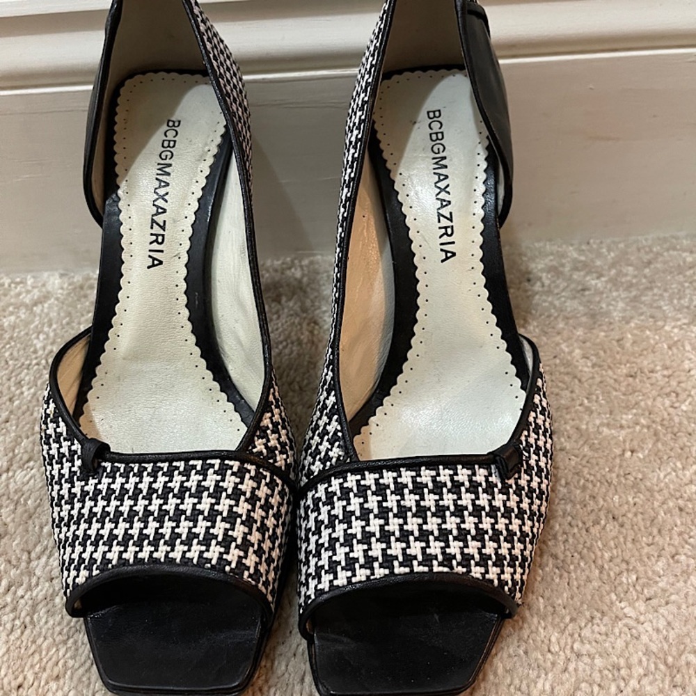 BCBG Houndstooth Open Toe Pumps